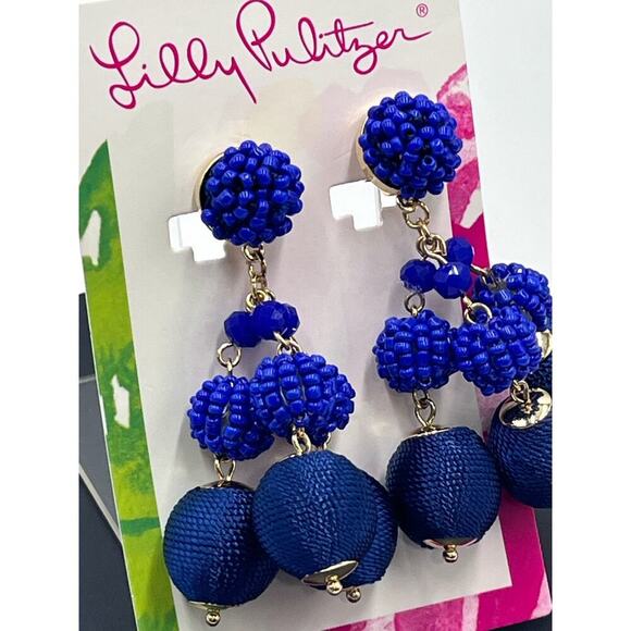 NEW Lilly Pulitzer SALSA COPA Clip On Statement EARRINGS Bright
Navy Beaded Gold - Picture 7 of 12